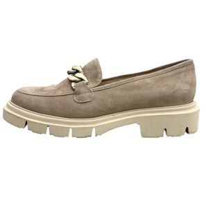 Matteo Bertoni Italy beige taupe suede leather chunky platform loafers EU 39